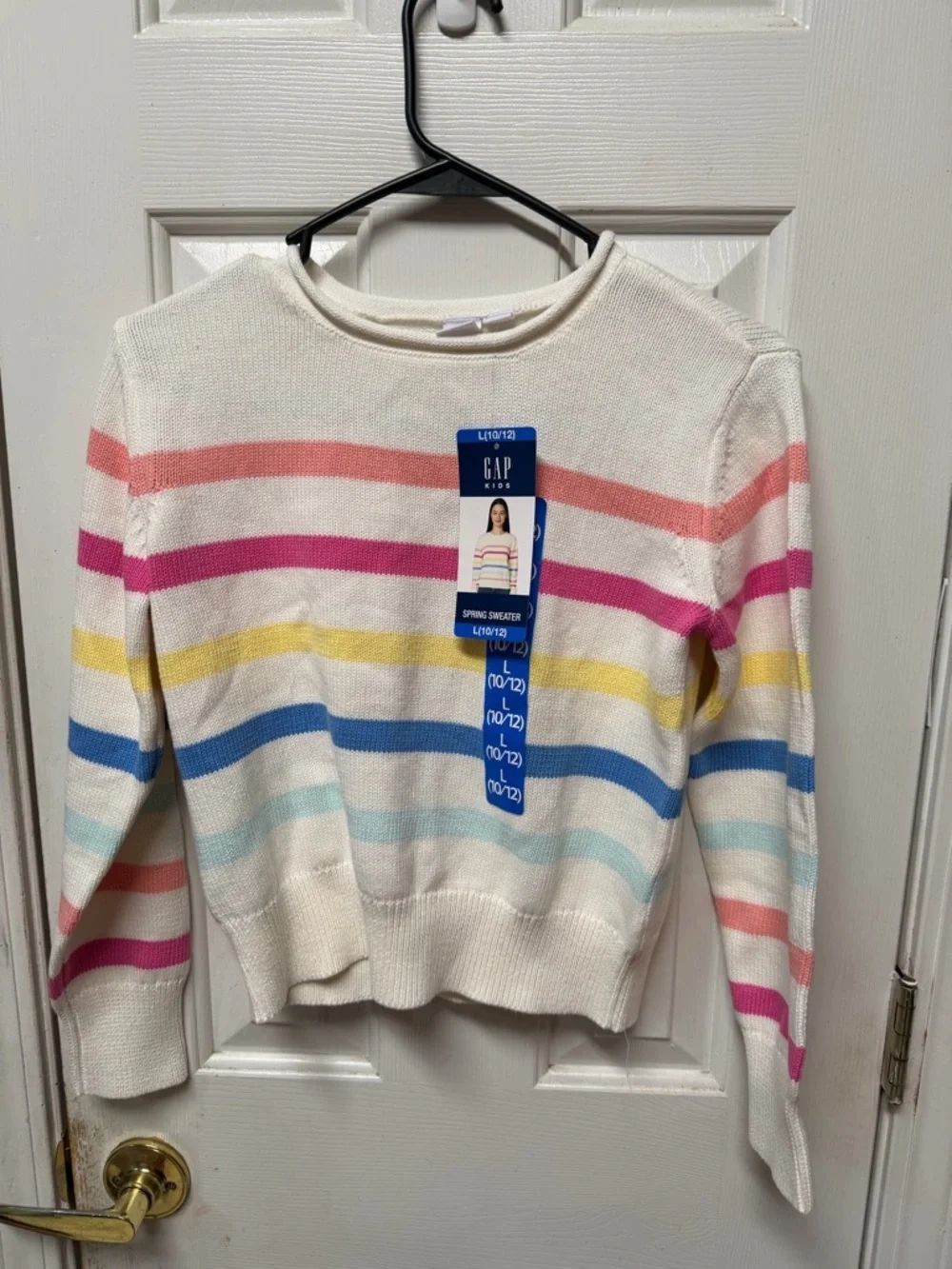 Gap Kids Spring Sweater Girl Stripes Size L(10-12) Crop Casual Modern  NWT